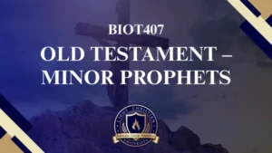 BIOT407 OLD TESTAMENT – MINOR PROPHETS